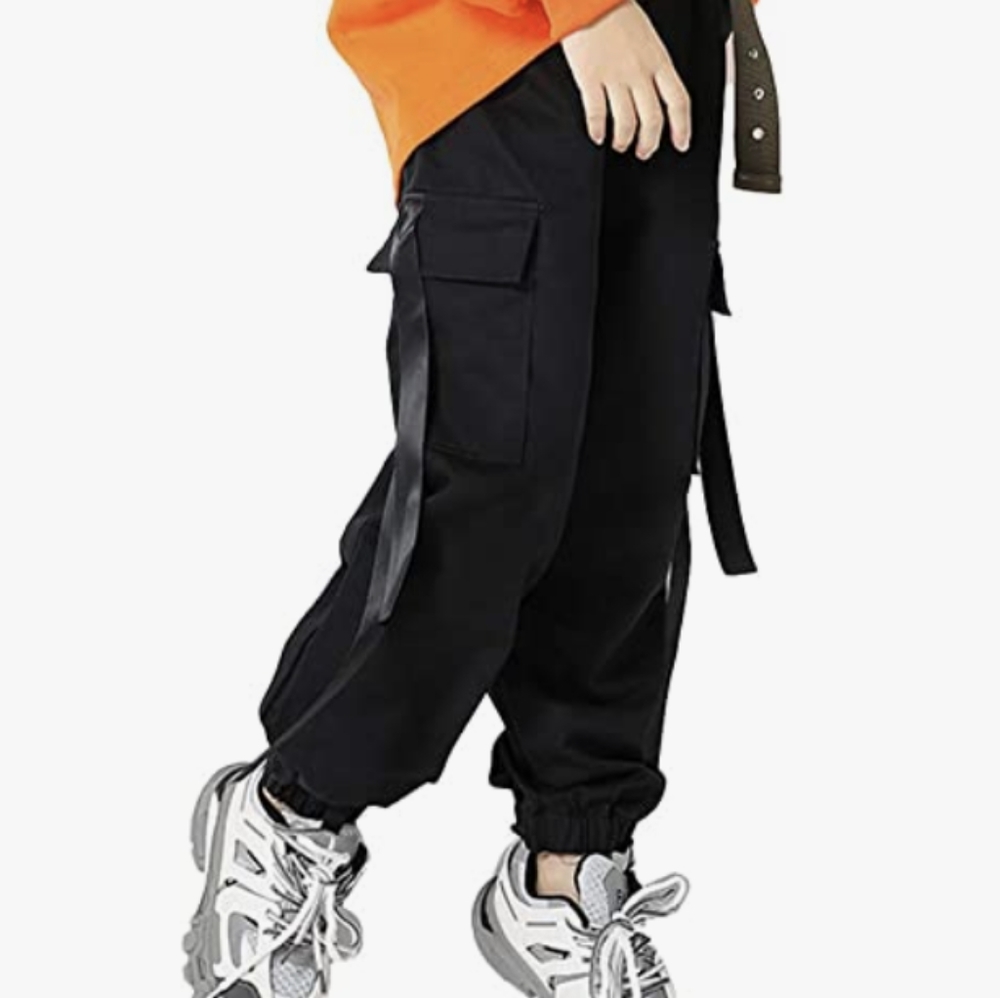 Black pants with straps